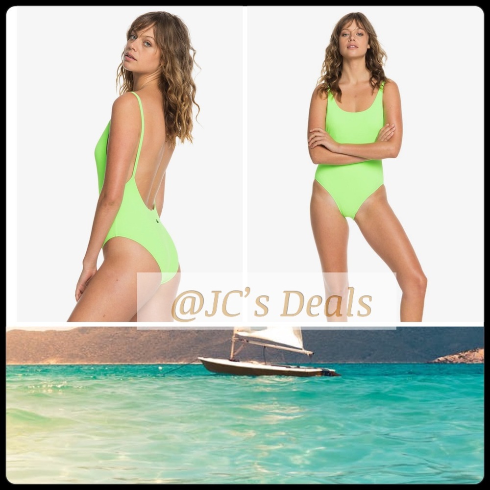 🐠 Quiksilver the thin one piece neon green swimsuit 🐠